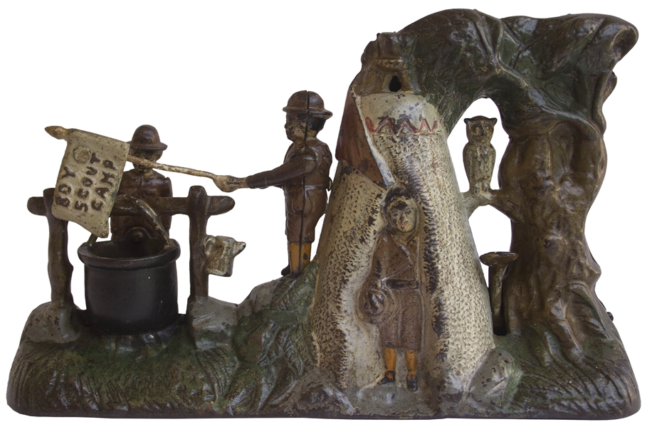 ''Boy Scout'' Cast Iron Mechanical Bank -- Made in Concert With the Launch of Boy Scouts of America in 1910